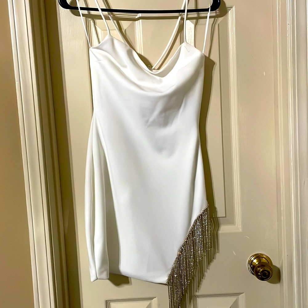 White Crossback Strap Dress w/rhinestones